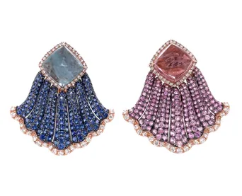 Aquamarine and Pink Tourmaline Earrings