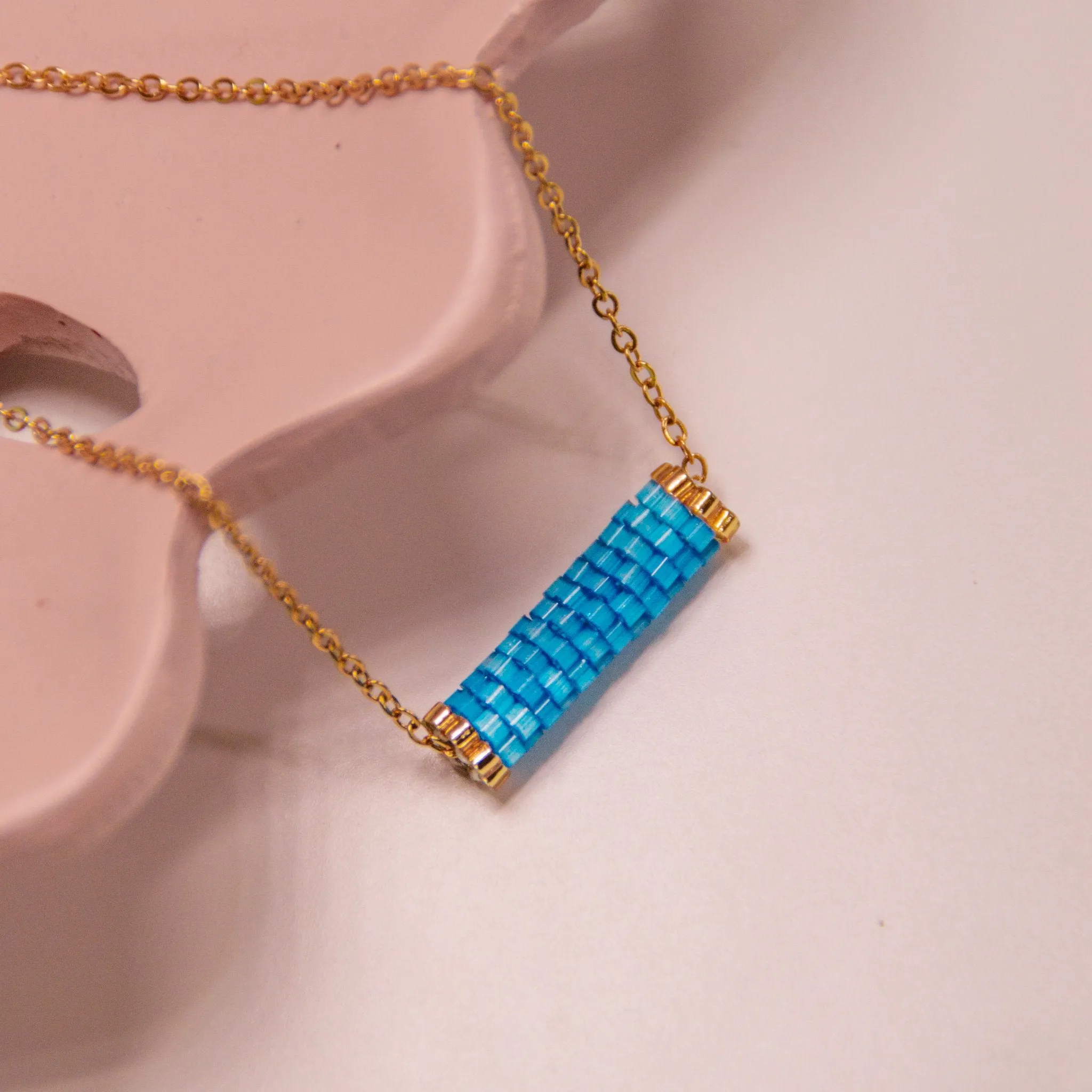Iridescent Minimalist Beaded Necklace