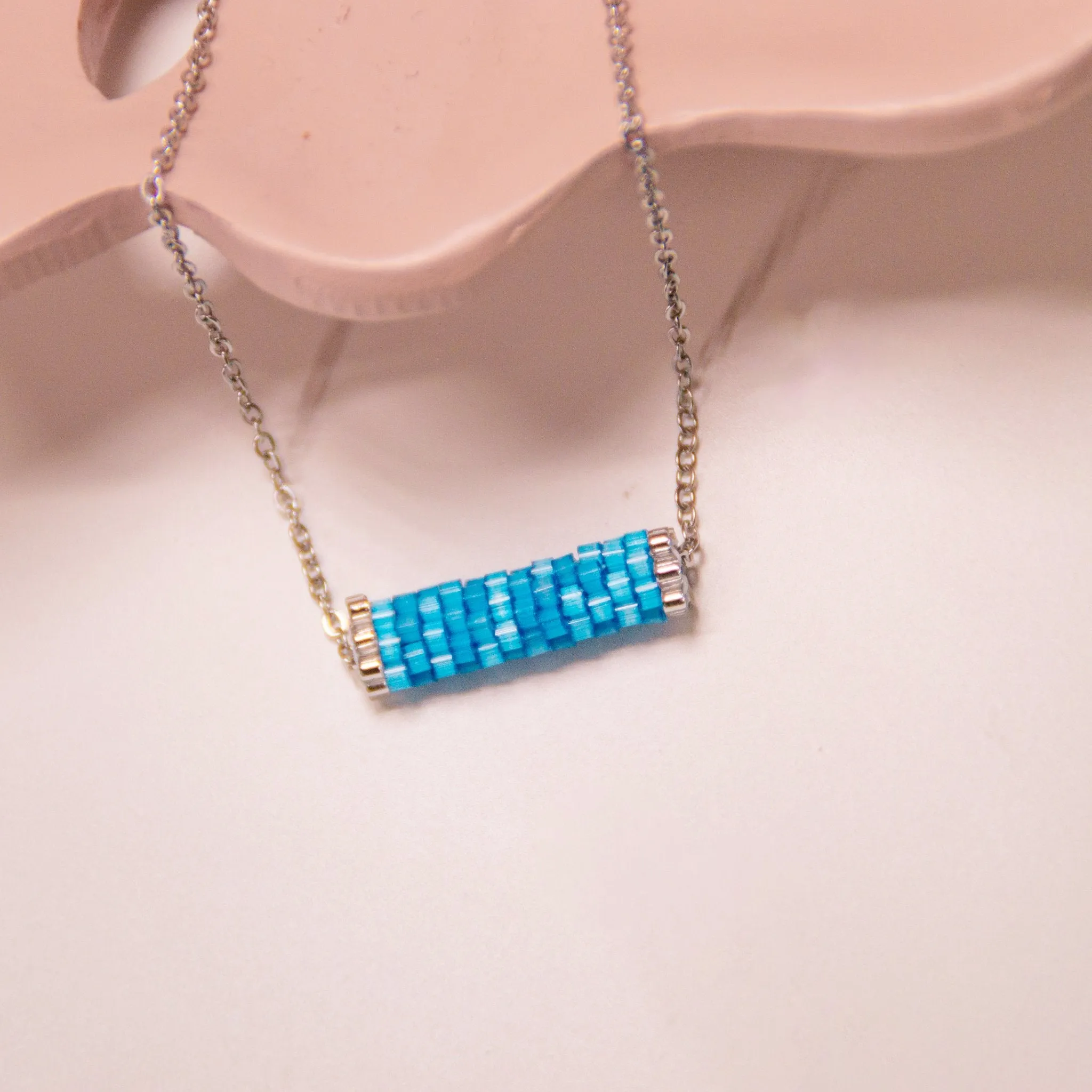 Iridescent Minimalist Beaded Necklace