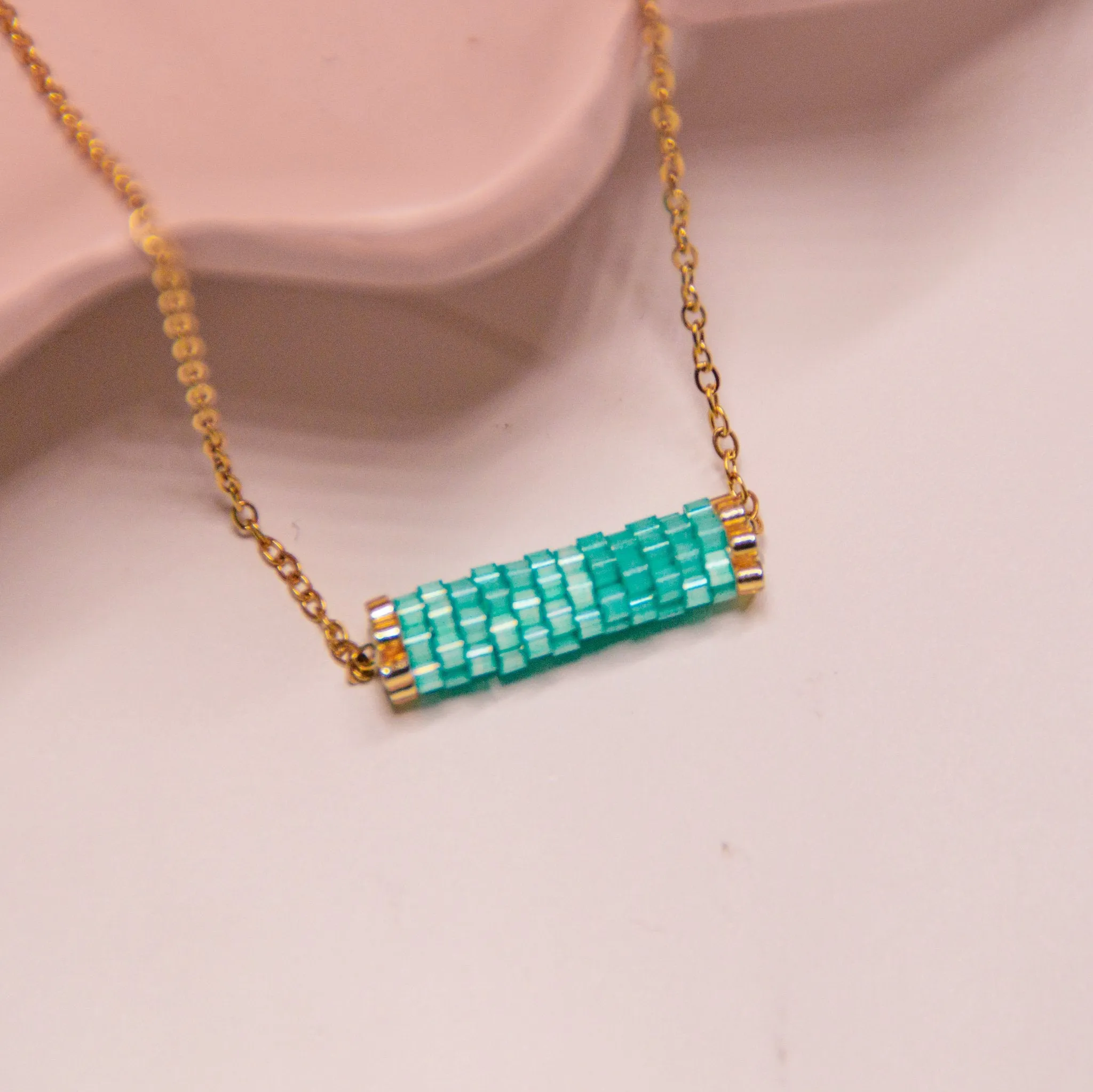 Iridescent Minimalist Beaded Necklace