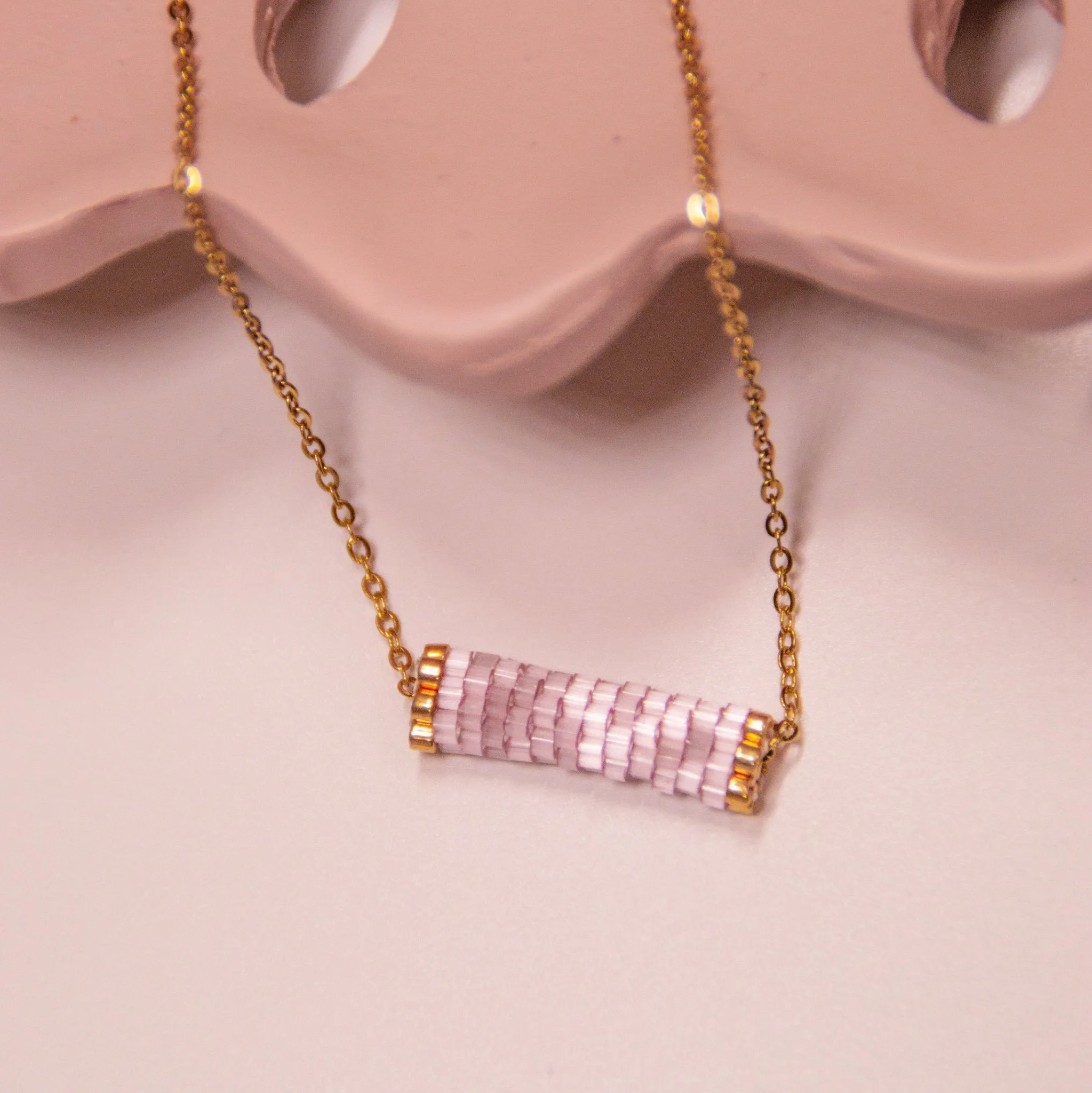 Iridescent Minimalist Beaded Necklace