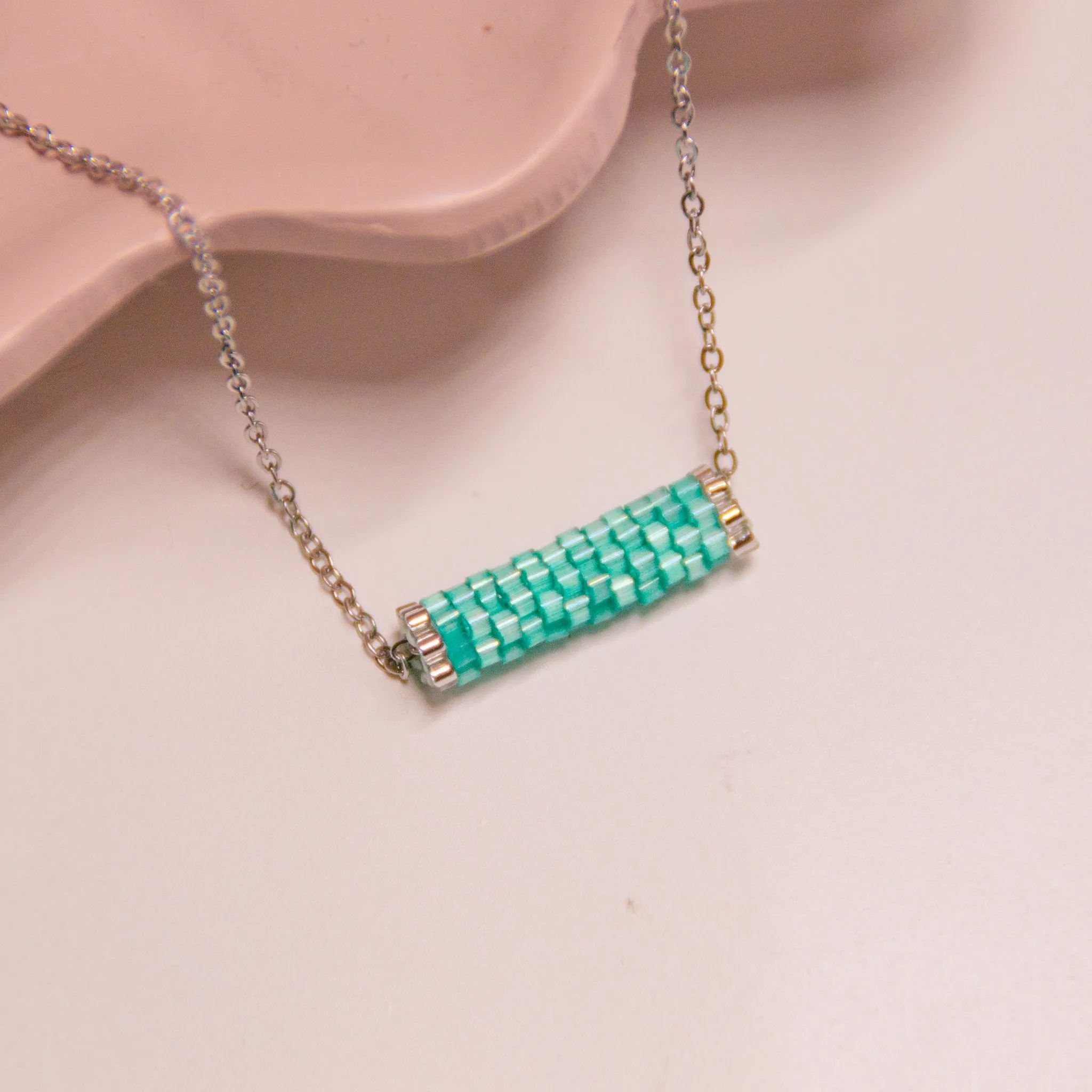 Iridescent Minimalist Beaded Necklace