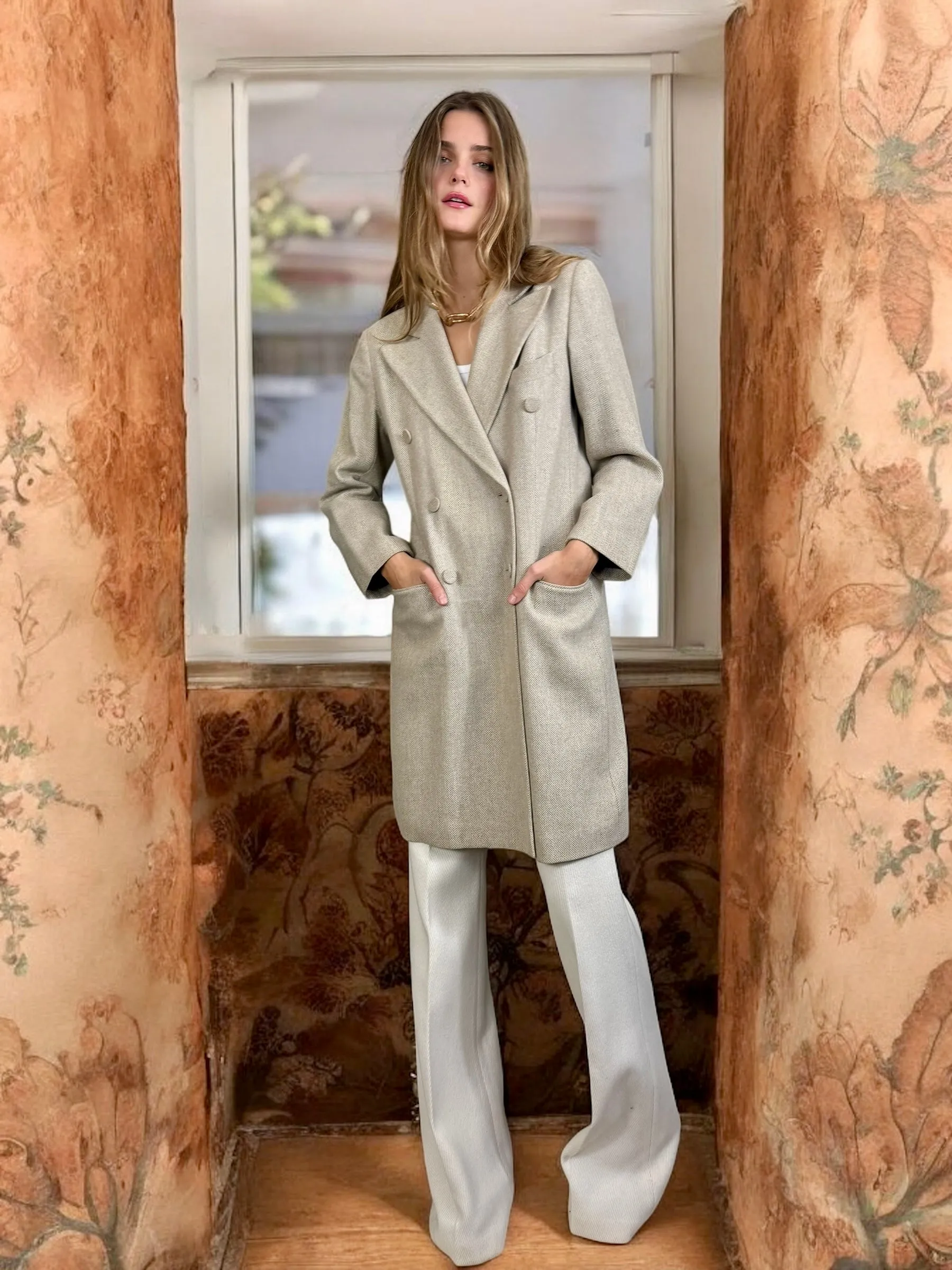 Joseph, herringbone double breasted wool coat