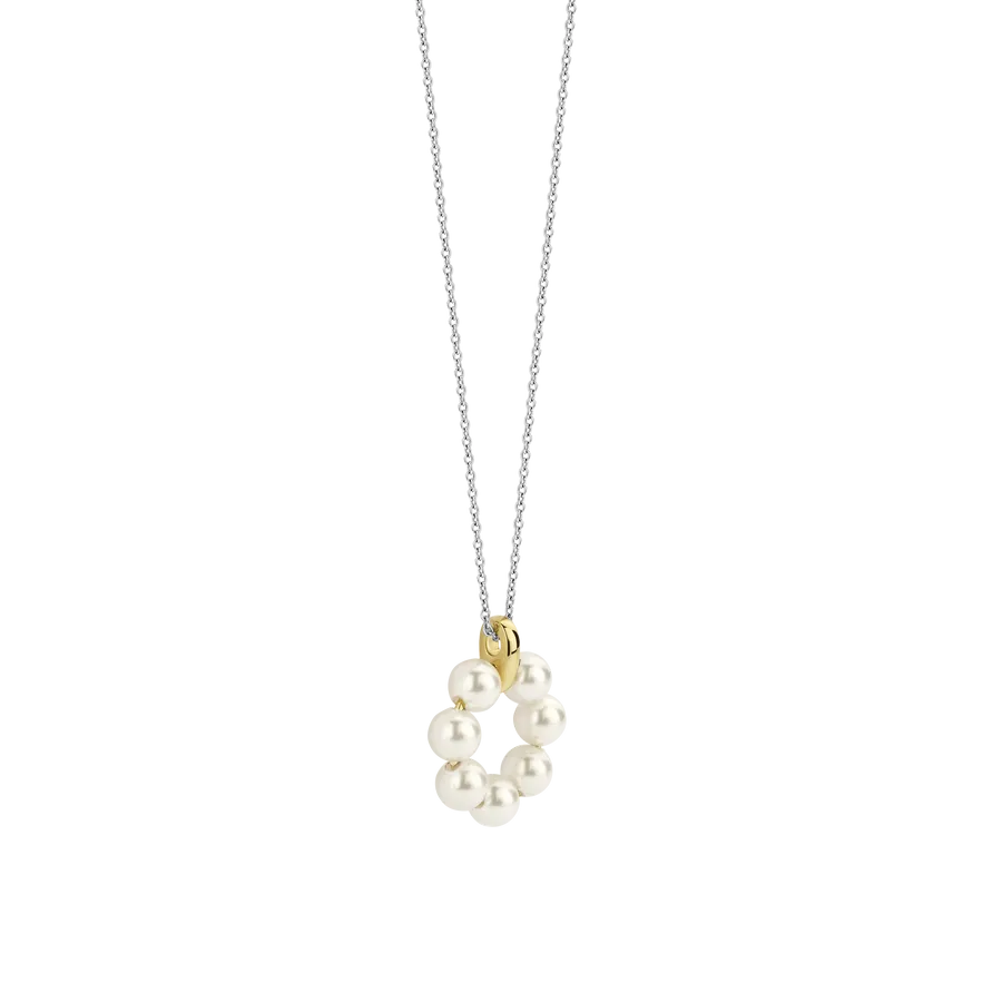 Milano Pearl Flower Necklace - Gold/Silver - 34036YP/42