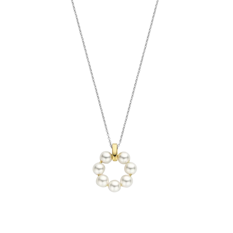 Milano Pearl Flower Necklace - Gold/Silver - 34036YP/42