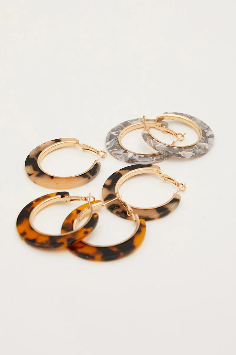 Multi 3 Pack Resin Hoop Earrings