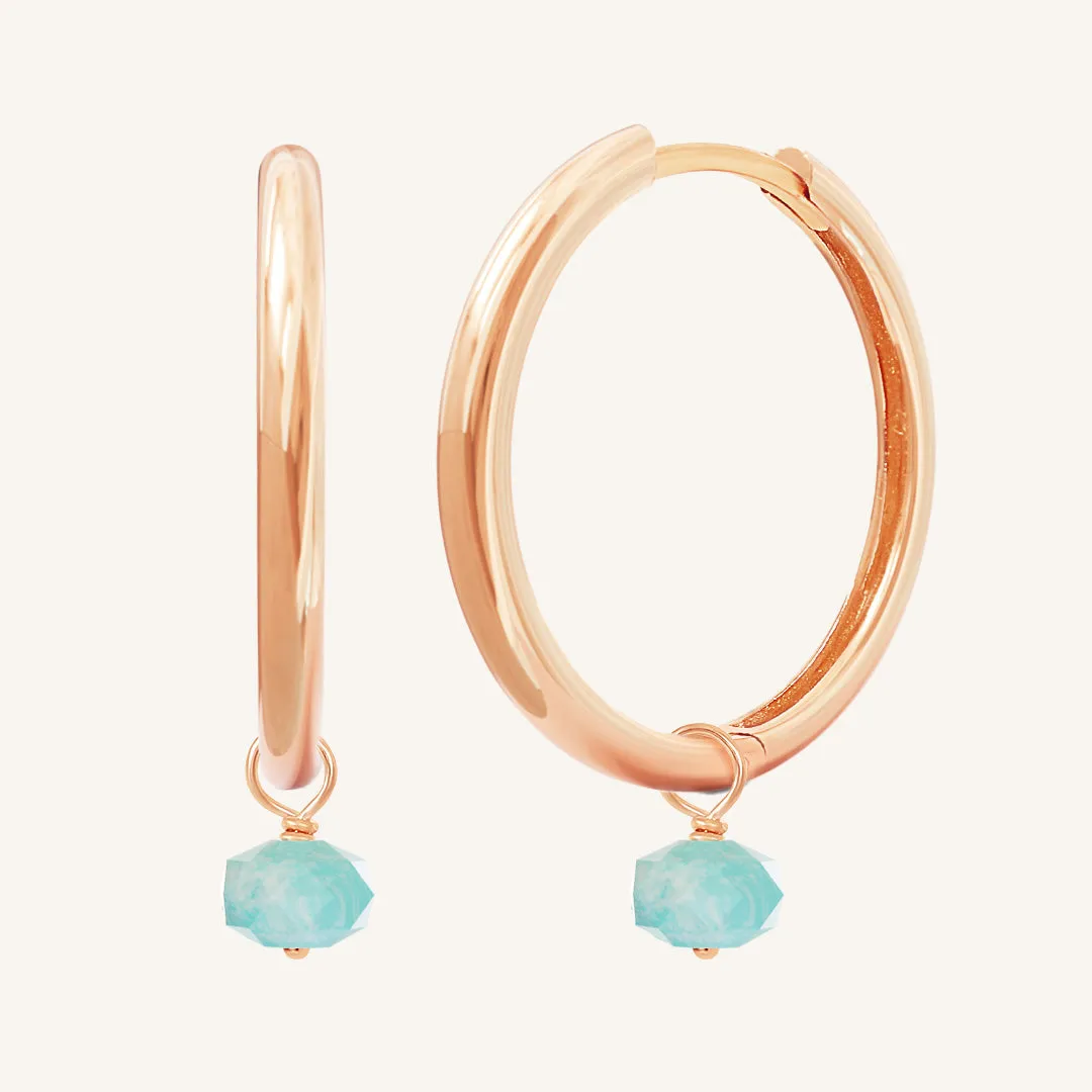 Opulent Amazonite Plain Hoops - Stone of Courage