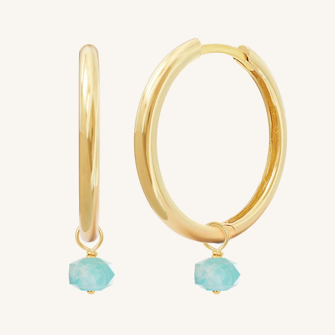 Opulent Amazonite Plain Hoops - Stone of Courage