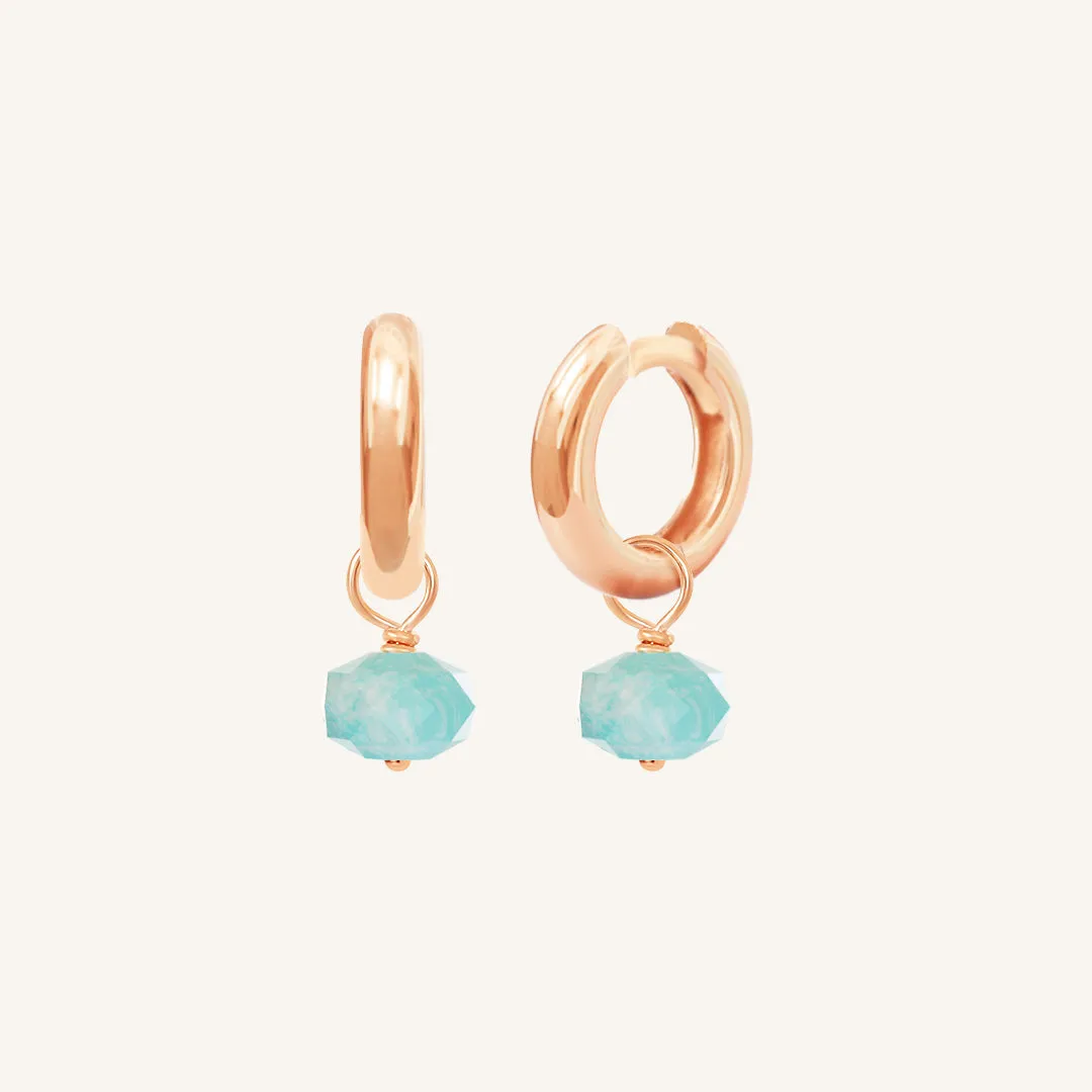 Opulent Amazonite Plain Hoops - Stone of Courage
