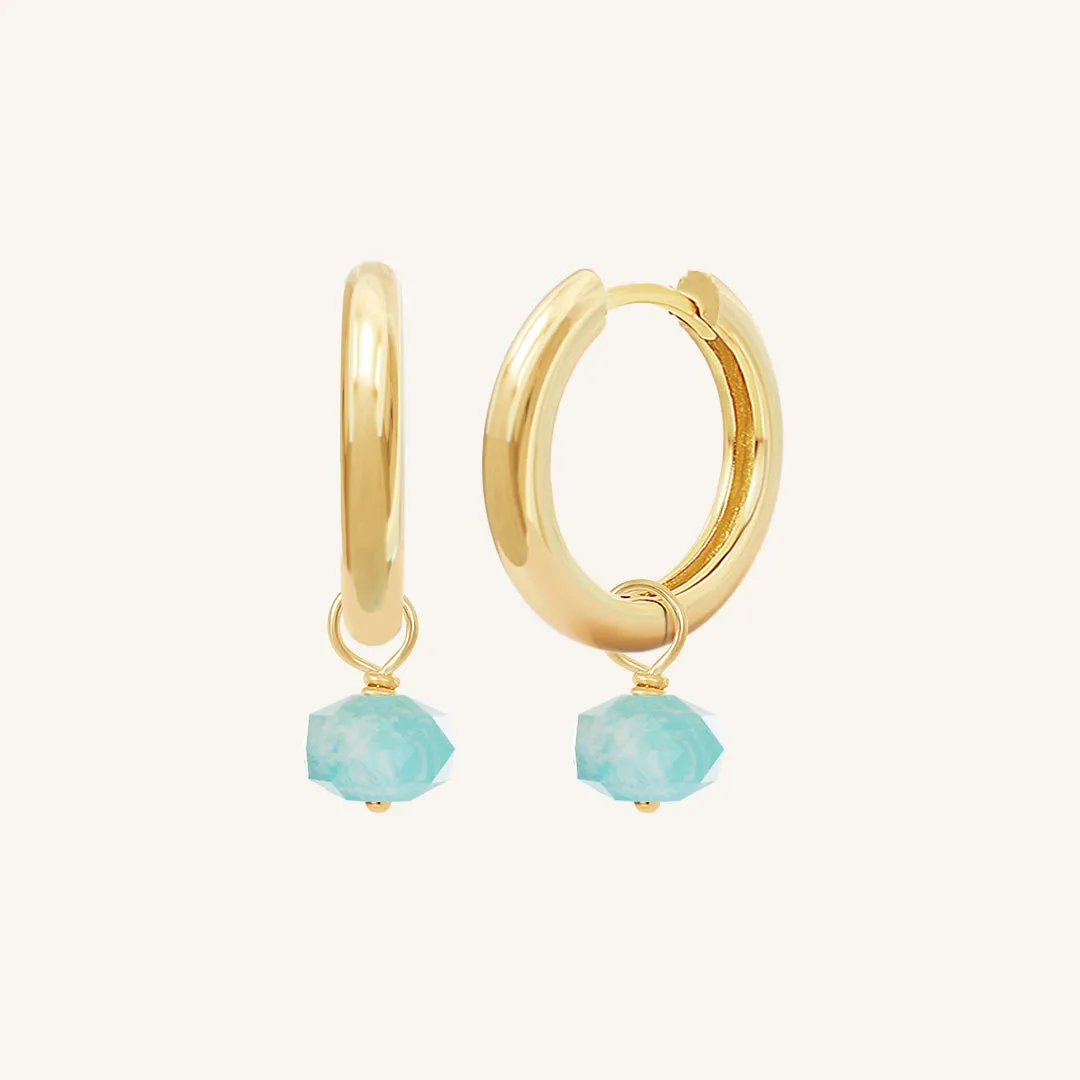 Opulent Amazonite Plain Hoops - Stone of Courage