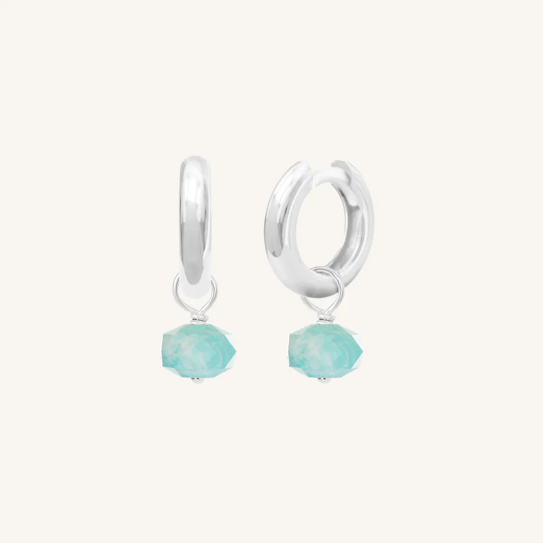 Opulent Amazonite Plain Hoops - Stone of Courage