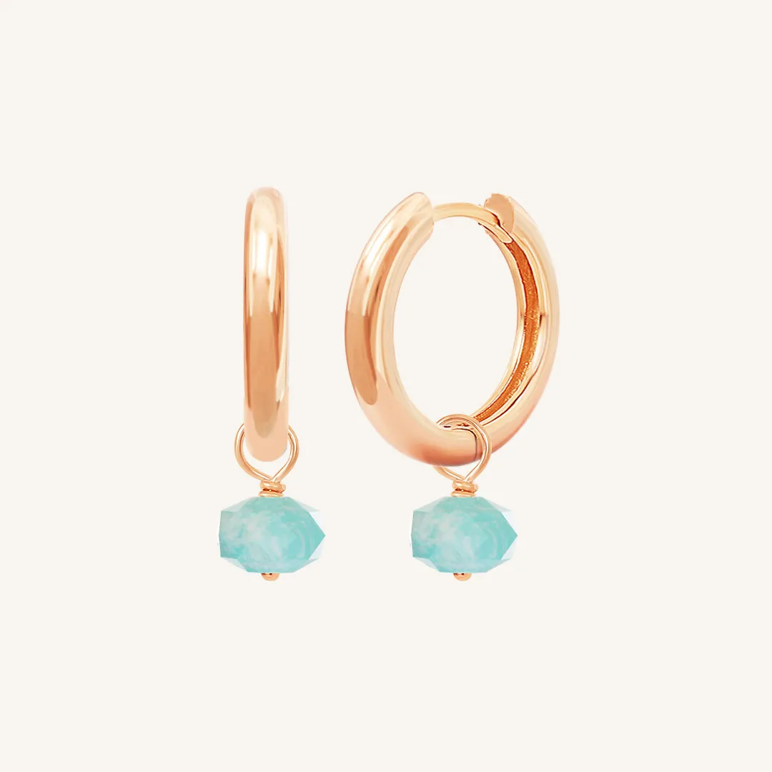 Opulent Amazonite Plain Hoops - Stone of Courage
