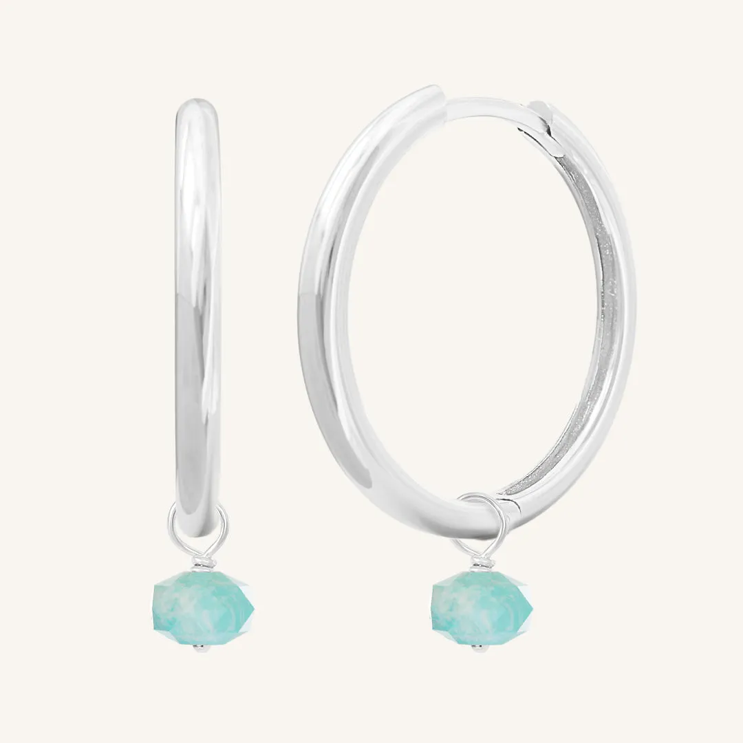 Opulent Amazonite Plain Hoops - Stone of Courage