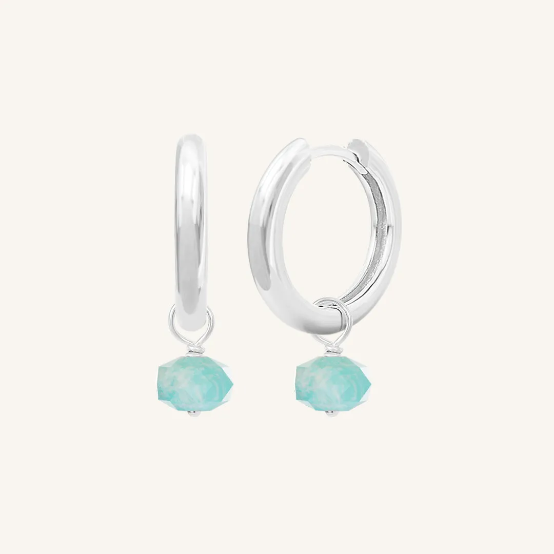 Opulent Amazonite Plain Hoops - Stone of Courage