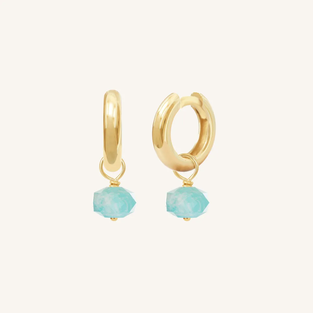 Opulent Amazonite Plain Hoops - Stone of Courage