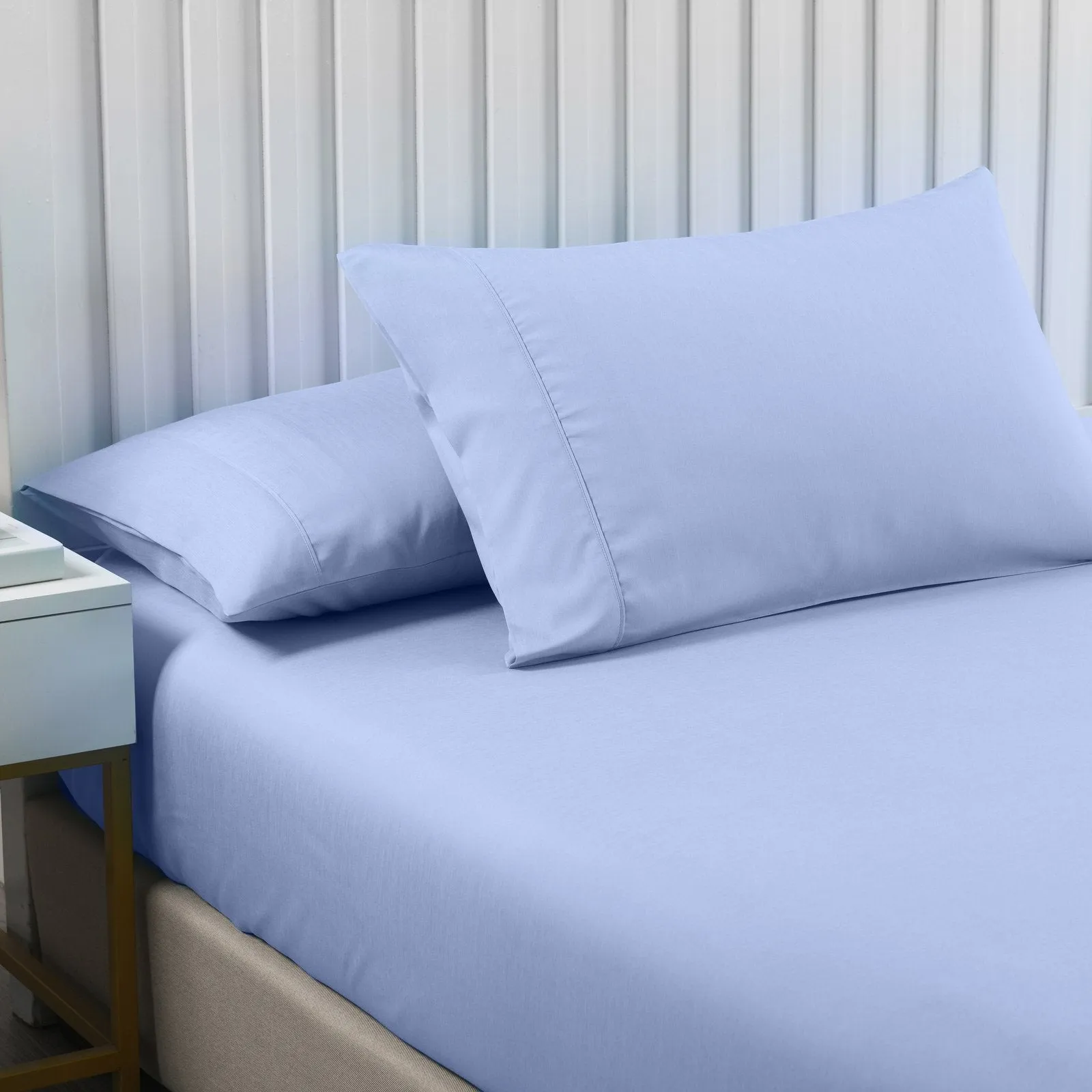 Royal Comfort 2000TC 3 Piece Fitted Sheet and Pillowcase Set Bamboo Cooling Double Light Blue