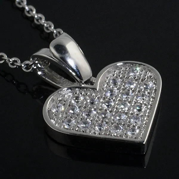 Signity CZ Micropave Heart Pendant Necklace
