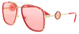 Versace 0VE2233 1472C860 Full Rim Red Gold Aviator Sunglasses